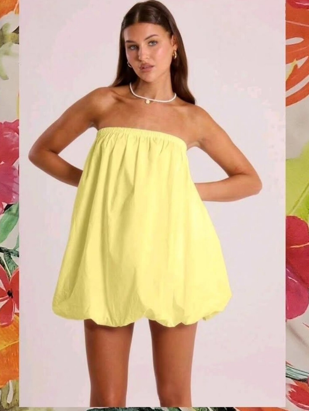Light Yellow Bubble Mini Dress